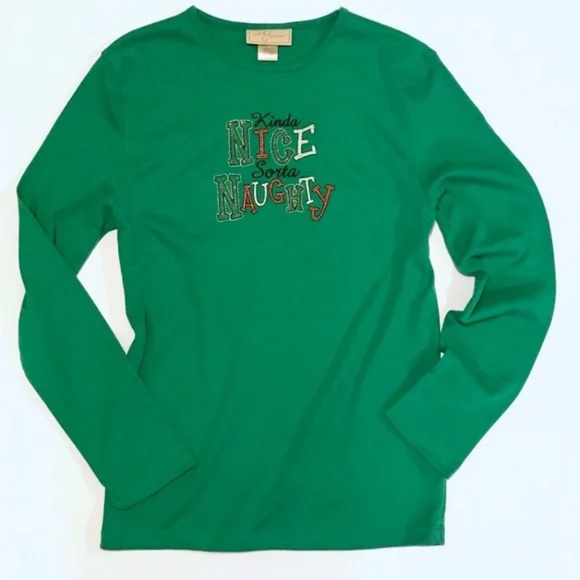 Old Navy Red Velour Pants & Naughty Nice L/S Tee Top - Picture 7 of 10